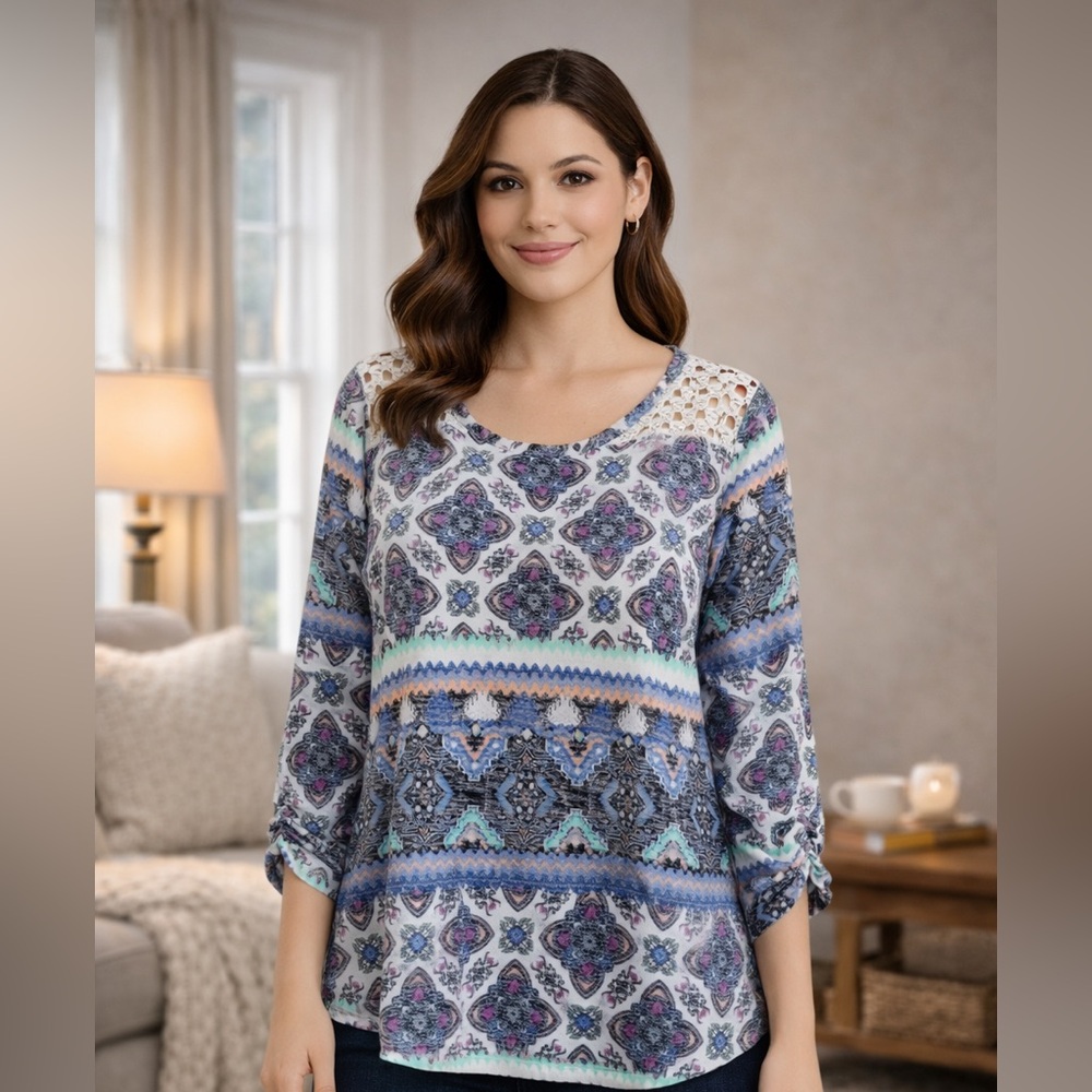 Absolutely Famous Multicolor Patterned Sweater - image 1